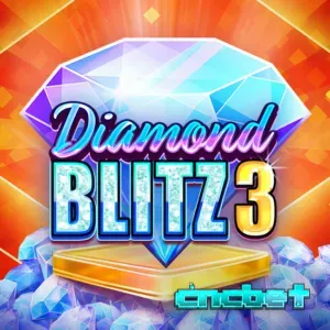 Tampilan visual slot Diamond Blitz 3 dengan simbol buah dan berlian yang cerah